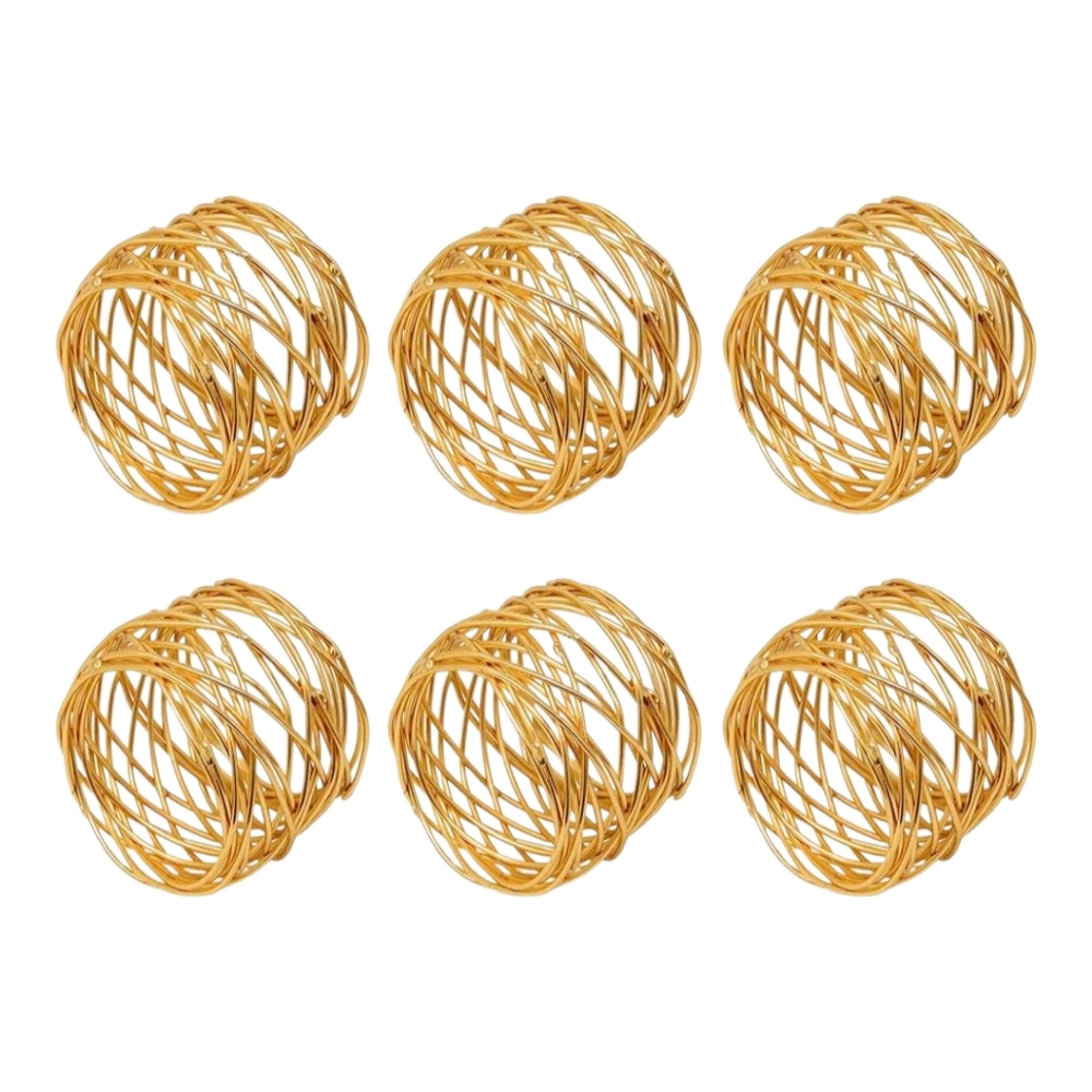 SKAVIJ. Elegant Gold Napkin Rings. Set of 8. NEW.